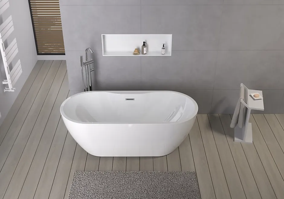 Bernstein Baignoire îlot ROMA PLUS 2.0 acrylique Blanc brillant 166x75x58cm Sans robinet* Baignoire Îlot
