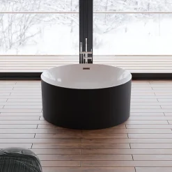 Spalina Baignoire îlot ronde Loom 2.0,noir mat, 130x130 cm, by* Baignoire Îlot