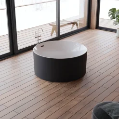 Spalina Baignoire îlot ronde Loom 2.0,noir mat, 130x130 cm, by* Baignoire Îlot