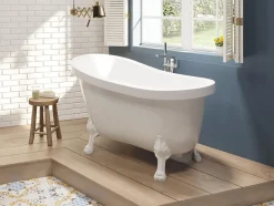 Vente-unique Baignoire îlot rétro avec pieds de lion blancs - 200 L - 145 x 74 x 77 cm - Blanche - NISOS II* Baignoire Îlot