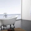 Bernstein Baignoire îlot sabot design sur pieds 176x71x77cm PARIS blanc, Pieds Doré + robinet mitigeur 1414 or