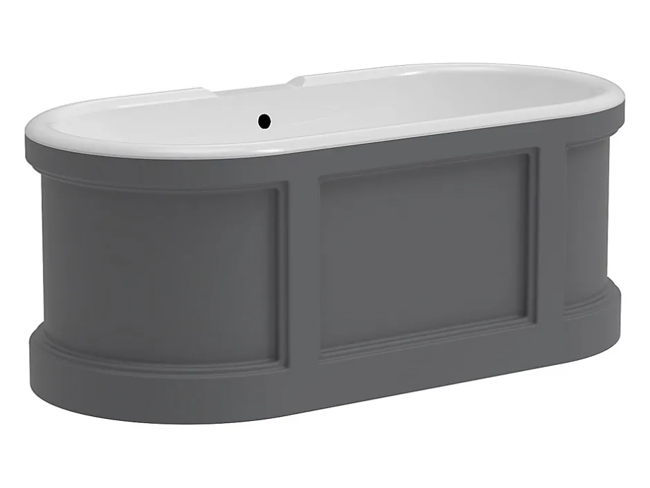Vente-unique Baignoire îlot style campagne chic - Gris mat - 161L - 152 x 74 x 60 cm - CAVASO* Baignoire Îlot