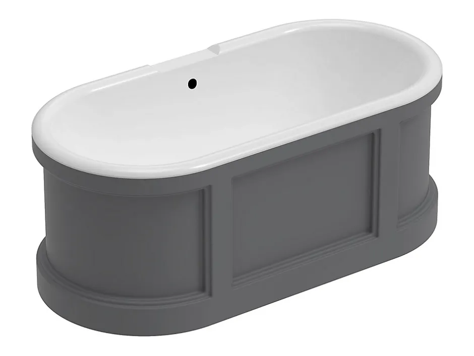 Vente-unique Baignoire îlot style campagne chic - Gris mat - 161L - 152 x 74 x 60 cm - CAVASO* Baignoire Îlot
