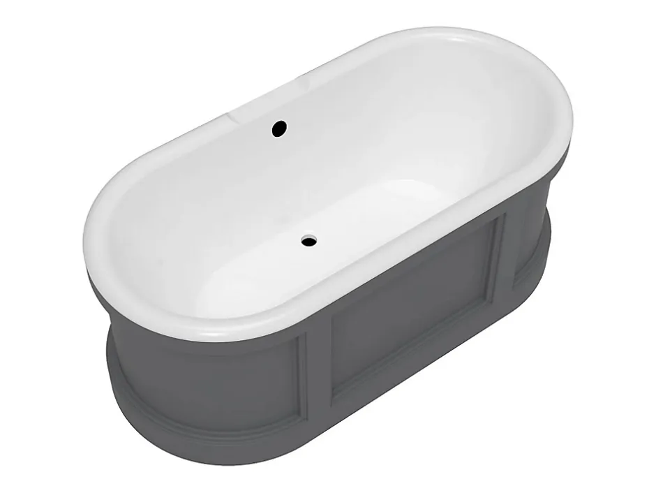 Vente-unique Baignoire îlot style campagne chic - Gris mat - 161L - 152 x 74 x 60 cm - CAVASO* Baignoire Îlot