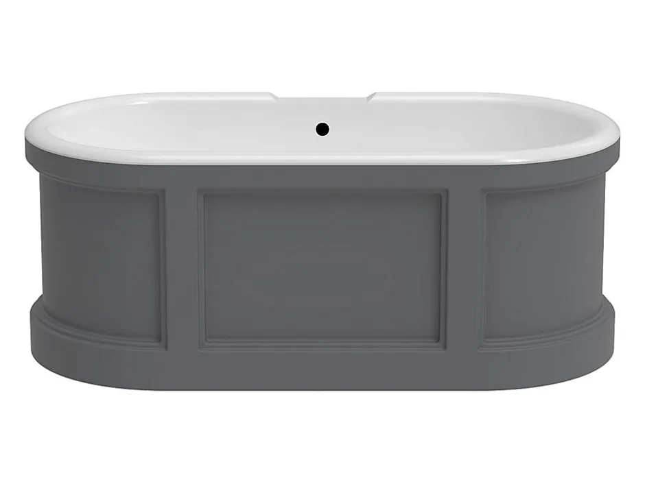 Vente-unique Baignoire îlot style campagne chic - Gris mat - 161L - 152 x 74 x 60 cm - CAVASO* Baignoire Îlot