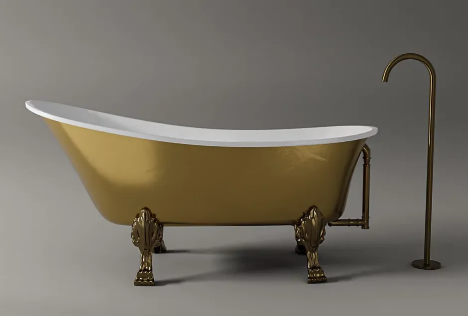 Bernstein Baignoire îlot sur pieds rétro acrylique PARIS PREMIUM OR - Garantie 5 ans, 175x74cm