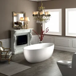 Bernstein Baignoire îlot TERRA acrylique blanc mat - 186x88x60cm - Garantie 5 ans - Sans robinet, Avec siphon* Baignoire Îlot