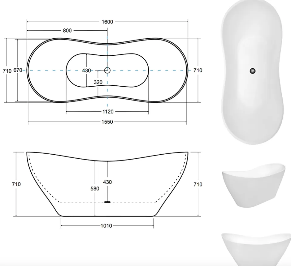 Azura Home Design Baignoire îlot VIYA 160 x 70 cm