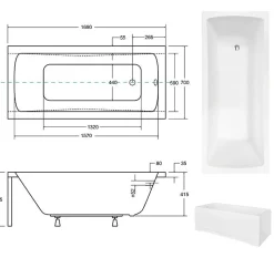 Azura Home Design Baignoire MIRANO II avec tablier 170 x 70 cm* Baignoire Droite