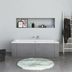Bernstein Baignoire murale acrylique rectangulaire à encastrer salle de bain, 2 dossiers, 170x75x47cm Sans pieds, Blanc, DURAPECOS* Baignoire Îlot