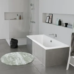 Bernstein Baignoire murale acrylique rectangulaire à encastrer salle de bain, 2 dossiers, 170x75x47cm Sans pieds, Blanc, DURAPECOS* Baignoire Îlot