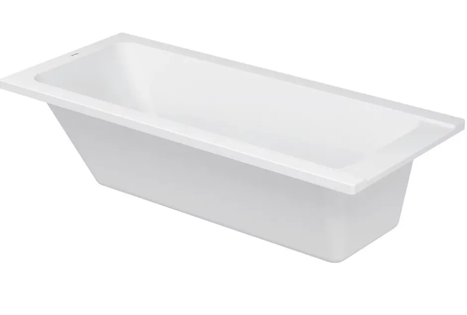 Duravit Baignoire murale acrylique rectangulaire à encastrer salle de bain, 160x70x42cm, Garantie 5 ans, Sans pieds, Blanc, DURALAVANT