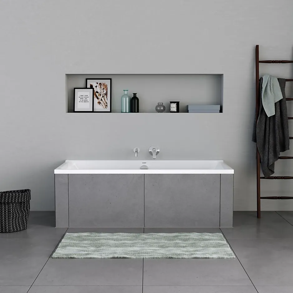 Duravit Baignoire murale acrylique rectangulaire à encastrer, 1 dossier à gauche, 170x70x49,5cm, Sans pieds, Blanc brillant, P3* Baignoire Droite