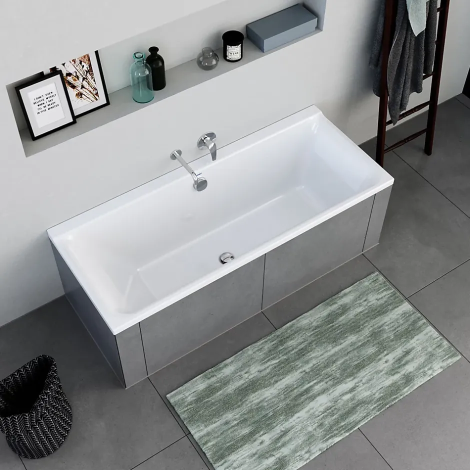 Duravit Baignoire murale acrylique rectangulaire à encastrer, 1 dossier à gauche, 170x70x49,5cm, Sans pieds, Blanc brillant, P3* Baignoire Droite