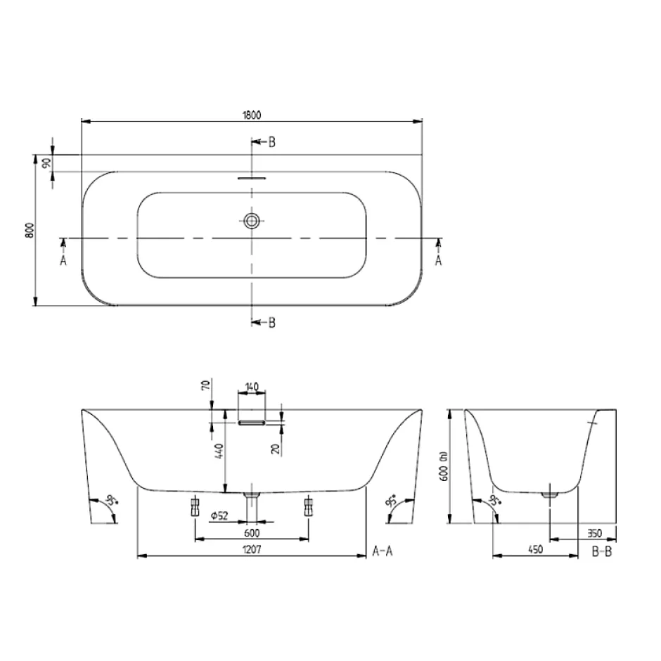 Villeroy & Boch Baignoire murale semi-îlot Loop & Friends