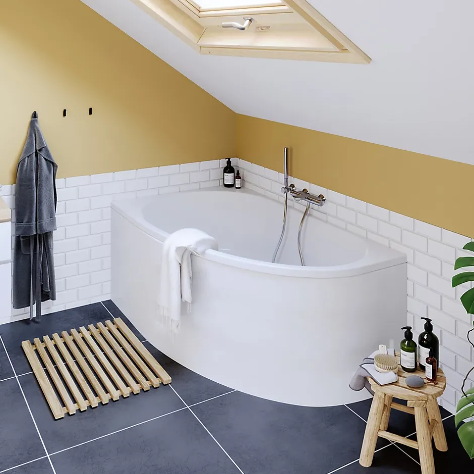 Baignoire pour angle gauche Horyn L. 150 cm x l. 90 cm blanc* Baignoire Asymétrique