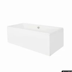 Besco Baignoire rectangulaire - avec Tablier Blanc et Repose Tête OFFERT - QUADRO - 190 x 90 cm
