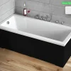 Besco Baignoire rectangulaire - avec Tablier Noir Mat et Repose Tête OFFERT - MODERN - 140 x 70 cm* Baignoire Droite