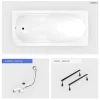 Besco Baignoire rectangulaire - 180 x 80 cm - sans Habillage - avec Pieds - Vidage Chrome - BONA