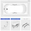 Besco Baignoire rectangulaire - 150 x 70 cm - avec Habillage - Pieds - Poignées - Vidage Chrome - ARIA PLUS