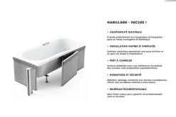 Besco Baignoire rectangulaire - 150 x 70 cm - avec Habillage - Pieds - Poignées - Vidage Chrome - ARIA PLUS