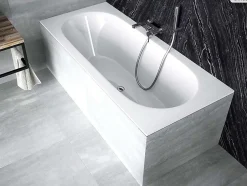Besco Baignoire rectangulaire - 160 x 75 cm - sans Habillage - avec Pieds - Vidage Chrome - VITAE SLIM