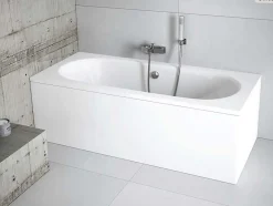 Besco Baignoire rectangulaire - 160 x 75 cm - sans Habillage - avec Pieds - Vidage Chrome - VITAE SLIM