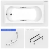 Besco Baignoire rectangulaire - 130 x 70 cm - sans Habillage - avec Pieds - Poignées - Vidage Chrome - ARIA PLUS* Baignoire Droite