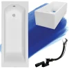 Badland Baignoire rectangulaire 170 x 70 SHEA acrylique blanc + Support stabilisateur en polystyrène + Pieds + Vidage à chromé