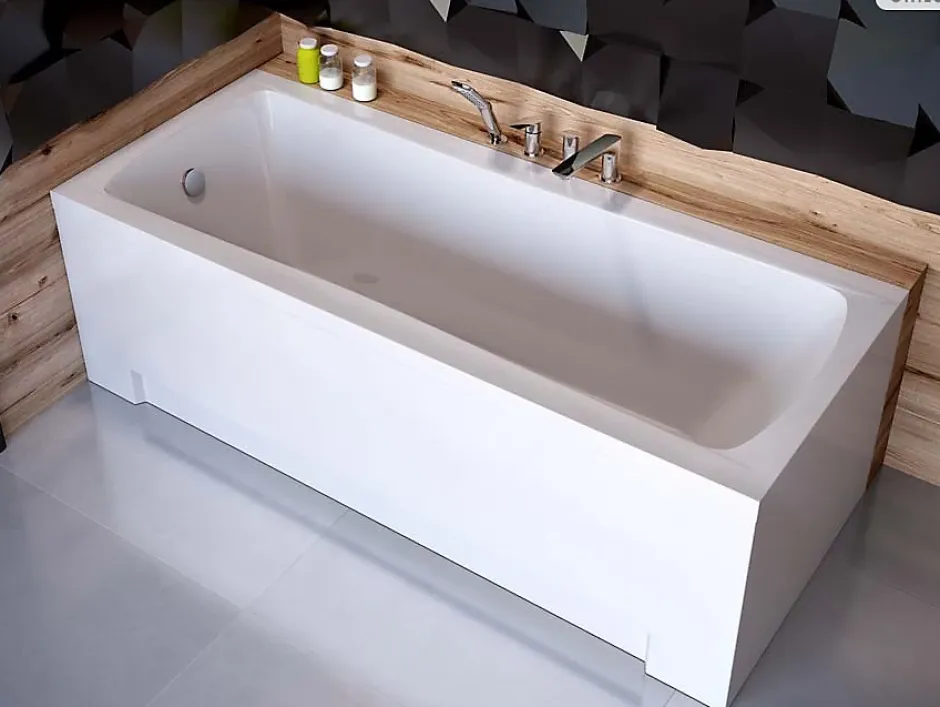 Besco Baignoire rectangulaire - 160 x 70 cm - sans Habillage - avec Pieds - Vidage Chrome - OPTIMA