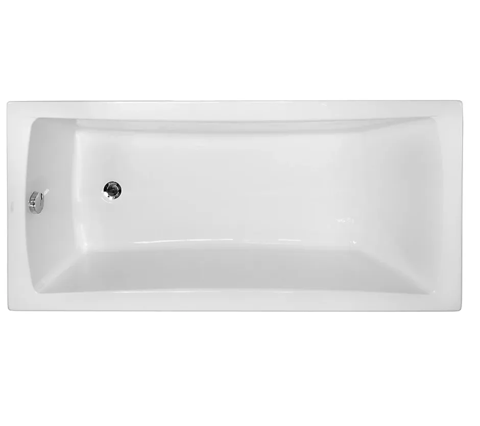 Besco Baignoire rectangulaire + tablier blanc + repose tête - OPTIMA - 160 x 70 cm