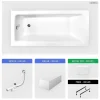 Besco Baignoire rectangulaire - 160 x 75 cm - avec Tablier Blanc - Pieds - Poignées - Repose-tête - Vidage Chrome - TALIA PREMIUM
