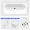 Besco Baignoire rectangulaire - 160 x 75 cm - avec Habillage Polystyrène - Pieds - Vidage Chrome - VITAE SLIM