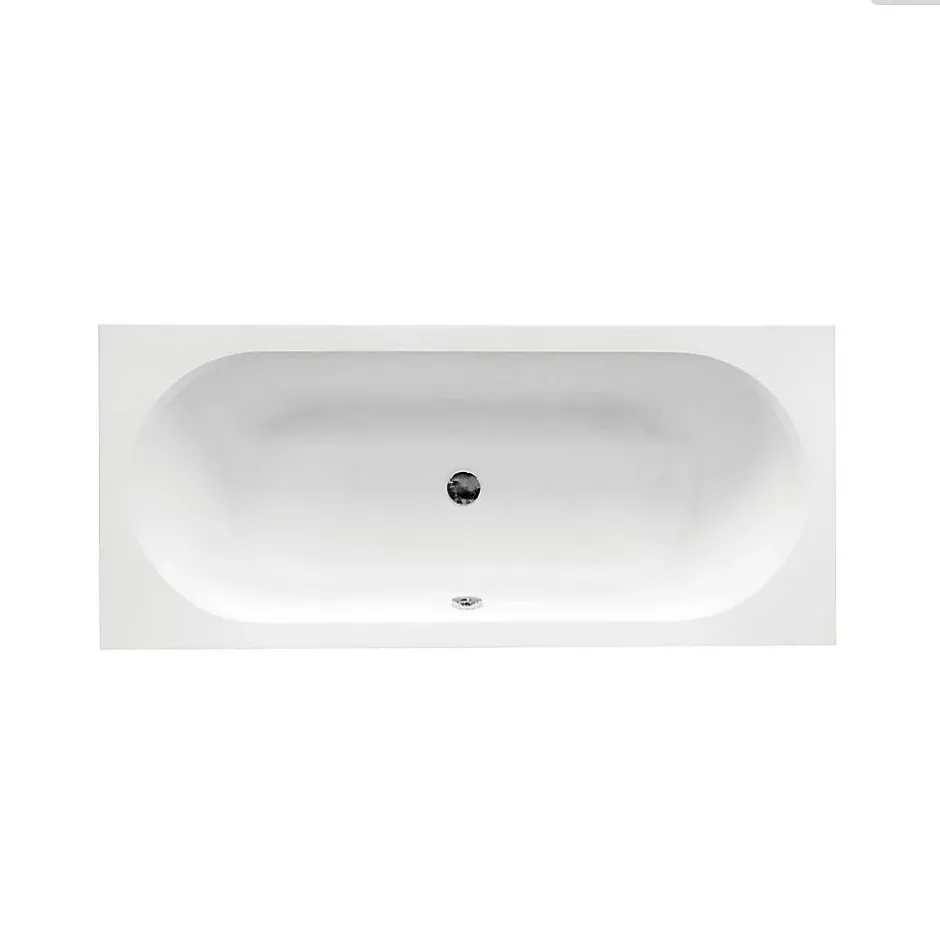 Besco Baignoire rectangulaire - 160 x 75 cm - avec Habillage Polystyrène - Pieds - Vidage Chrome - VITAE SLIM