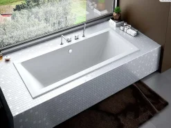 Besco Baignoire rectangulaire - 175 x 80 cm - avec Habillage - Pieds - Vidage Chrome - QUADRO SLIM