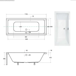 Besco Baignoire rectangulaire - 175 x 80 cm - avec Habillage - Pieds - Vidage Chrome - QUADRO SLIM