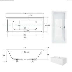 Besco Baignoire rectangulaire - 175 x 80 cm - avec Habillage - Pieds - Vidage Chrome - QUADRO* Baignoire Droite
