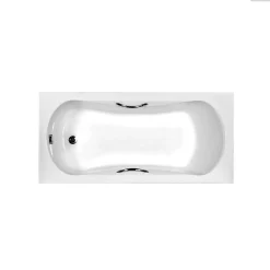 Besco Baignoire rectangulaire - 170 x 70 cm - avec Tablier Blanc - Pieds - Poignées - Vidage Chrome - ARIA PLUS