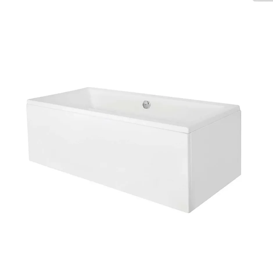 Besco Baignoire rectangulaire - 165 x 75 cm - avec Tablier - Pieds - Vidage Chrome - QUADRO* Baignoire Droite