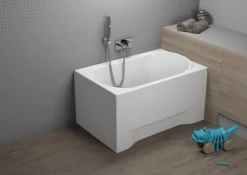Badland Baignoire rectangulaire 110 x 70 MINI acrylique blanc, sans Habillage + Pieds + Vidage à chromé* Baignoire D'Angle