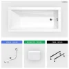 Besco Baignoire rectangulaire - 130 x 70 cm - sans Habillage - avec Pieds - Repose-tête - Vidage Chrome - MODERN