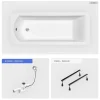 Besco Baignoire rectangulaire - 160 x 70 cm - sans Habillage - avec Pieds - Vidage Chrome - SHEA