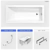 Besco Baignoire rectangulaire - 170 x 70 cm - avec Habillage - Pieds - Vidage Chrome - MODERN