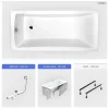 Besco Baignoire rectangulaire - 160 x 70 cm - avec Habillage - Pieds - Vidage Chrome - OPTIMA* Baignoire Droite