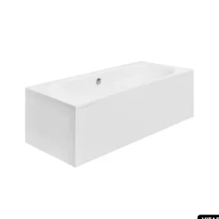 Besco Baignoire rectangulaire - avec Tablier Blanc et Repose Tête OFFERT - VITAE - 180 x 80 cm