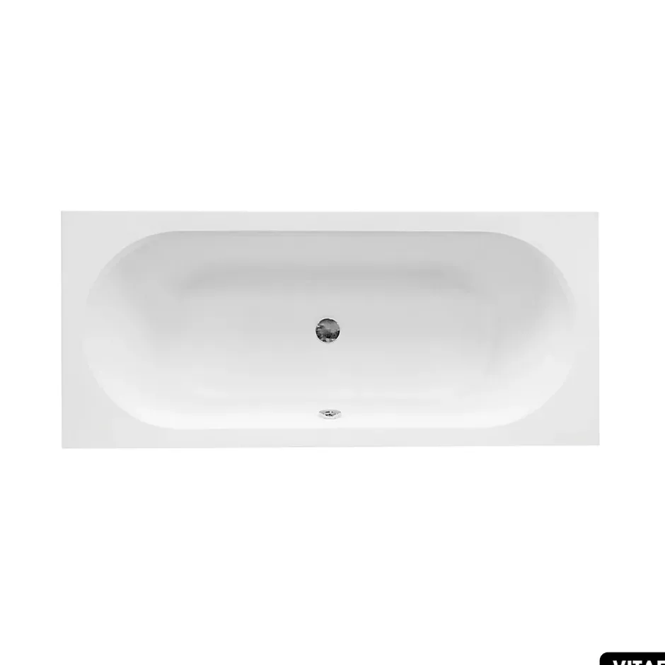 Besco Baignoire rectangulaire - avec Tablier Blanc et Repose Tête OFFERT - VITAE - 180 x 80 cm