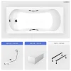 Besco Baignoire rectangulaire - 140 x 70 cm - avec Tablier Blanc - Pieds - Poignées - Vidage Chrome - ARIA PLUS* Baignoire Droite