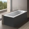 Besco Baignoire rectangulaire + tablier noir + repose tête - SHEA - 170 x 70 cm