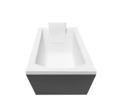 Besco Baignoire rectangulaire + tablier noir + repose tête - SHEA - 170 x 70 cm