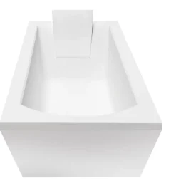 Besco Baignoire rectangulaire + tablier blanc + repose tête - SHEA - 170 x 70 cm